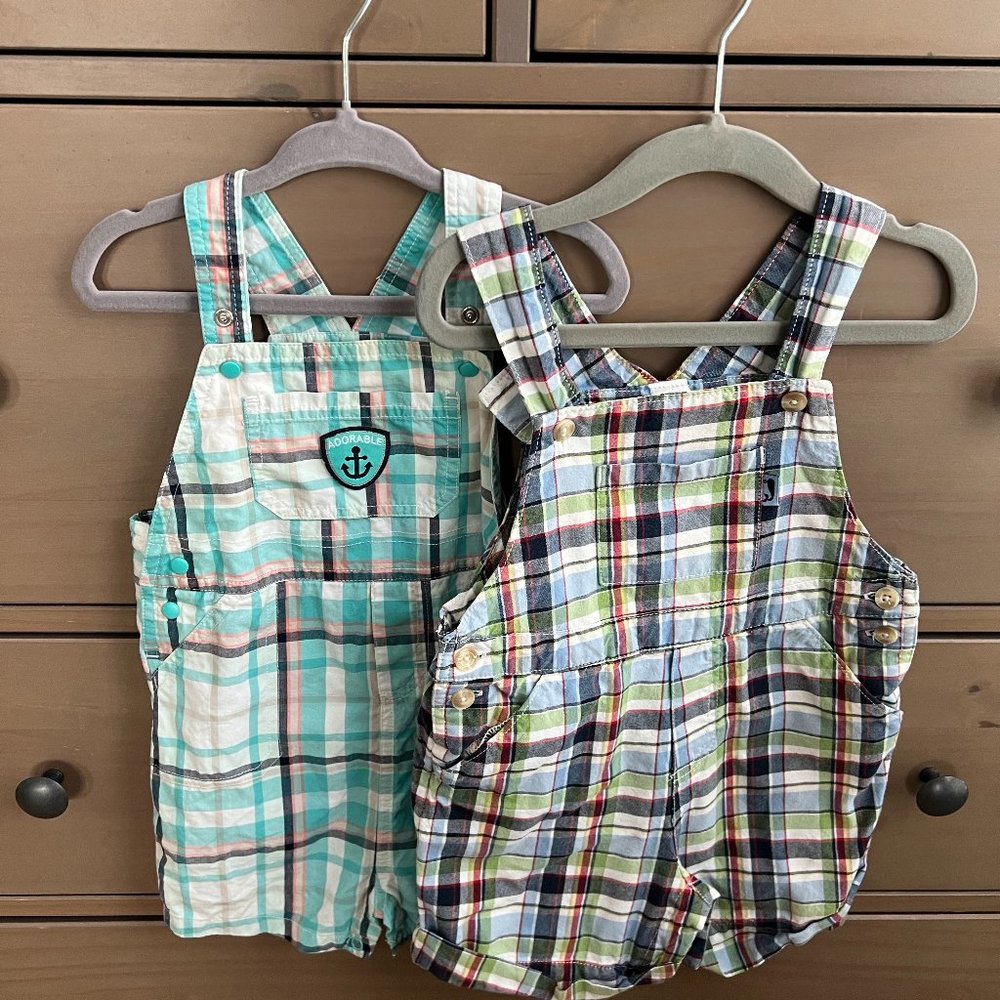 Toddler 18M Plaid Overalls Set